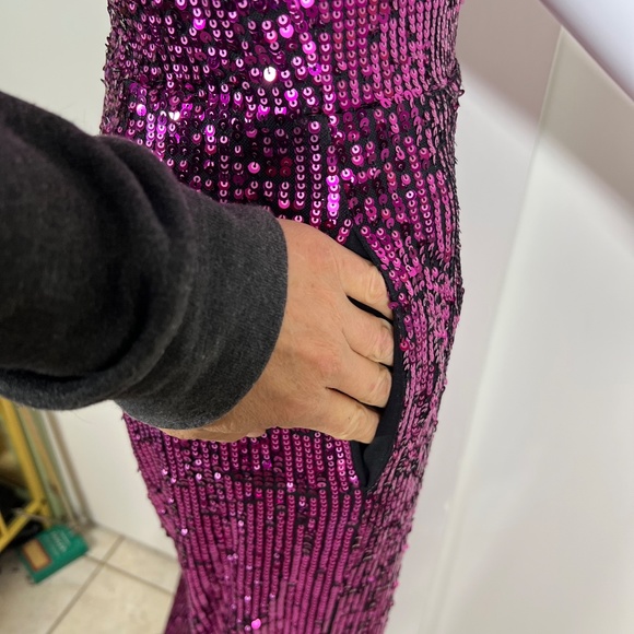 Dress the Population Pink Sequin Pantsuit, S, Spaghetti Strap, Wide‎ leg, NWOT - Picture 11 of 16